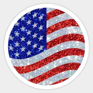 USA Flag Glitter Sticker